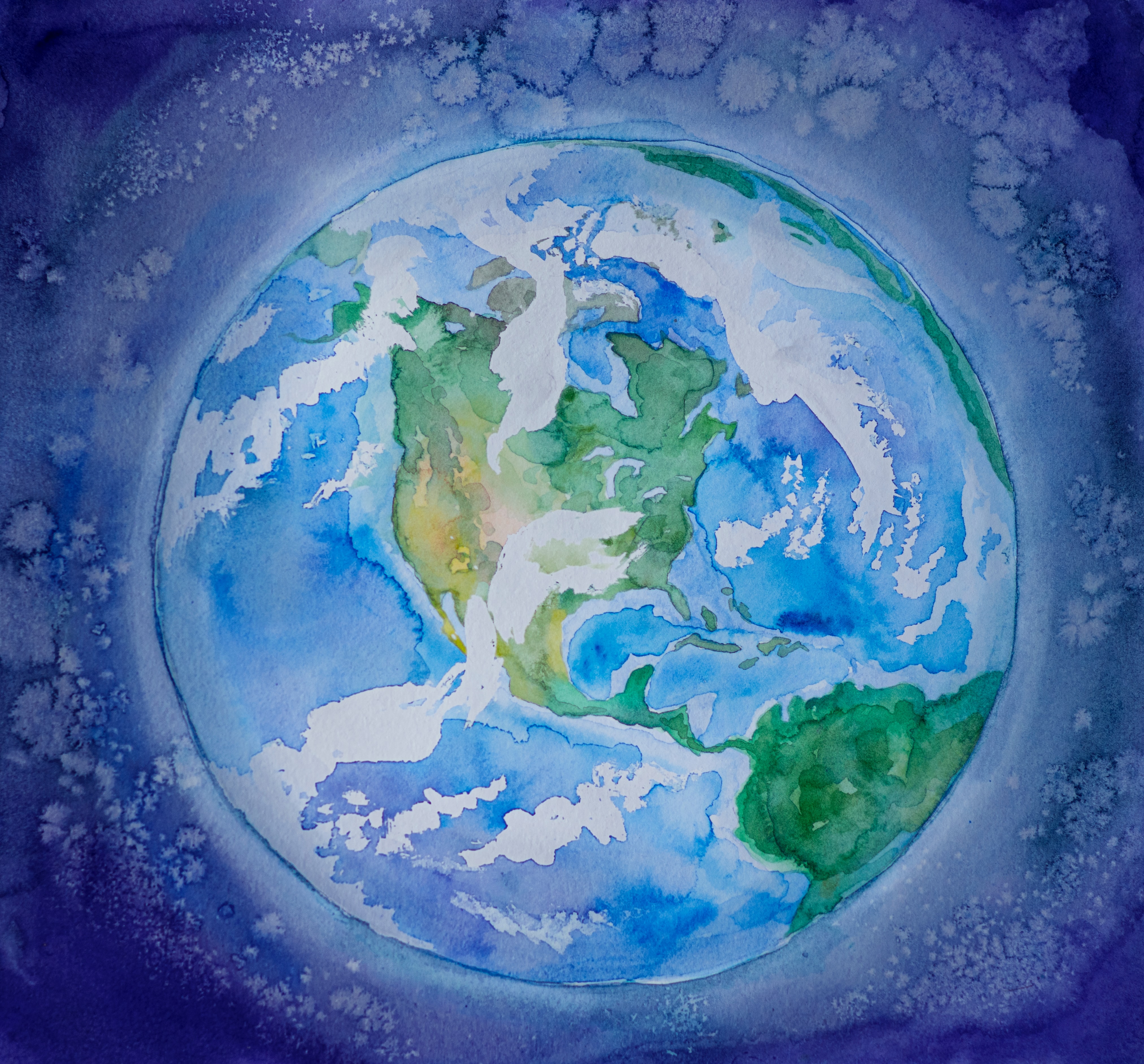 Watercolor picture of earth 