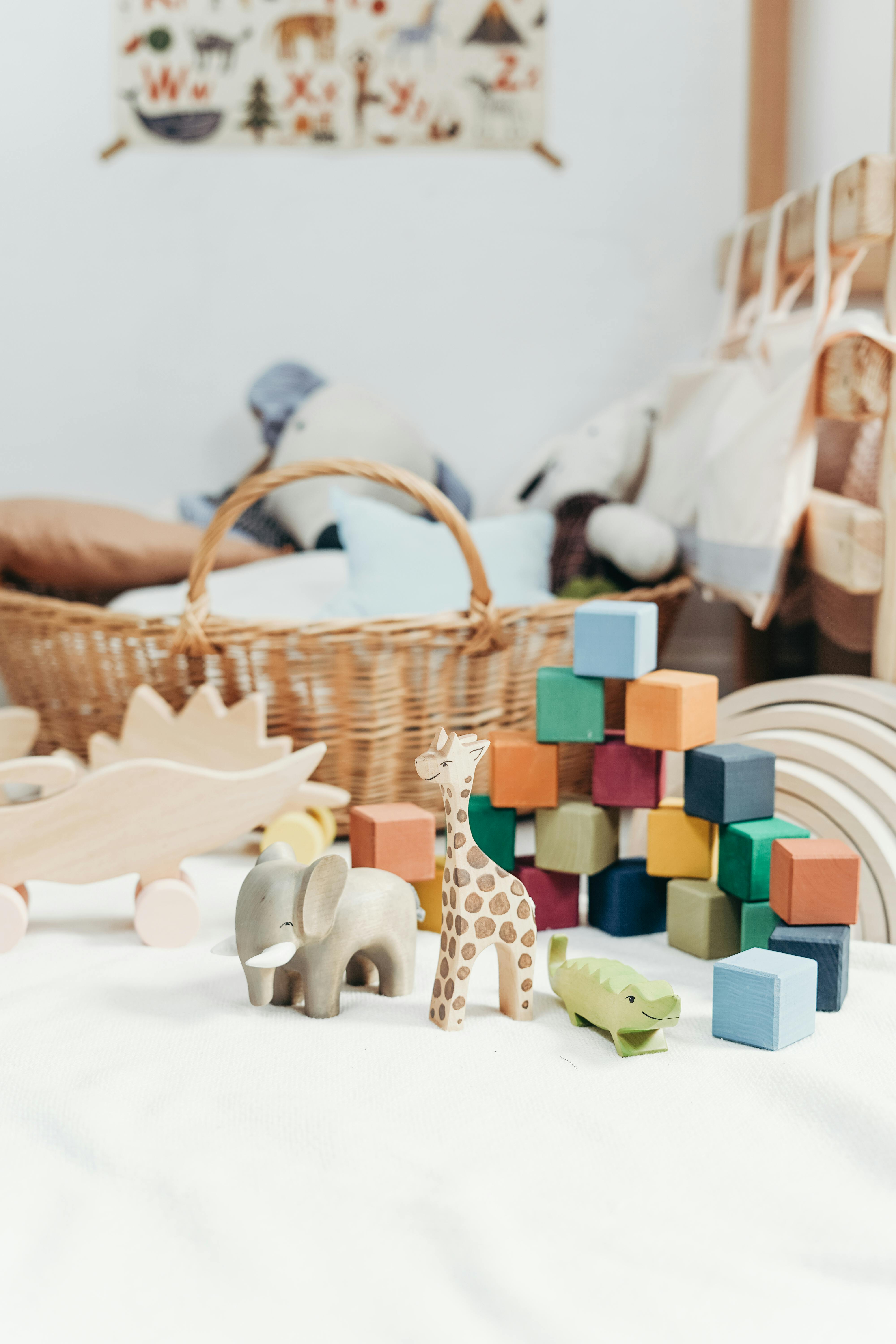 An assortment of blocks and baskets 