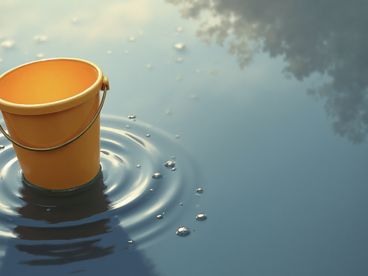 Yellow Bucket on Puddle