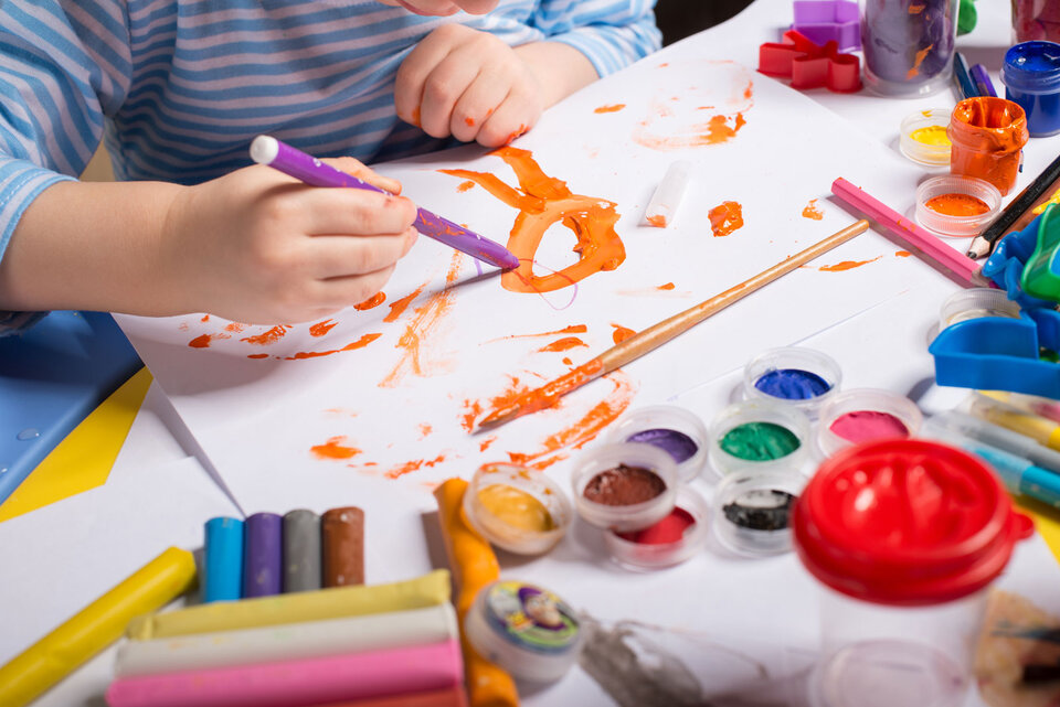 Child working on an art project.